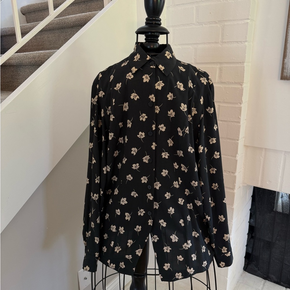 Vintage Black Floral Blouse